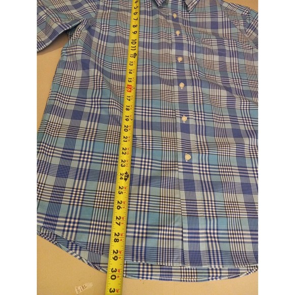 Jos A. Bank Traveler Blue Plaid Button Down Collared Short Sleeve Shirt Size M - Picture 11 of 11